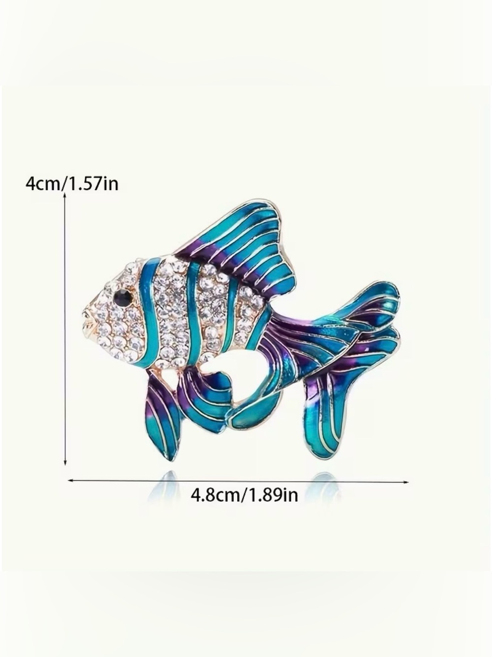 Fish Enamel & Rhinestone Brooch Modern - Picture 3 of 4
